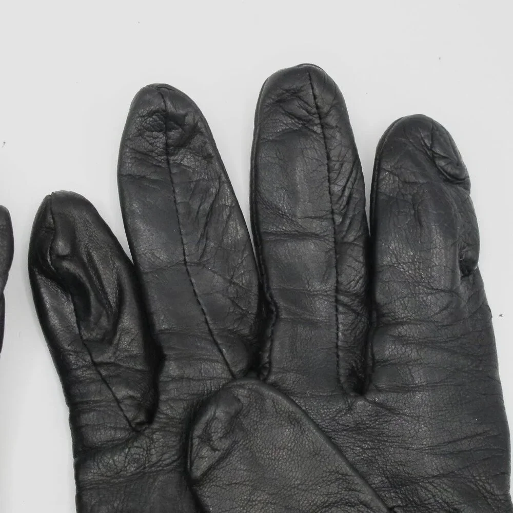 Talbots black leather ladies gloves, silk lined, 7.5